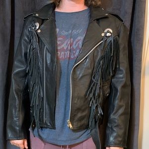 Vintage leather jacket with fringe
